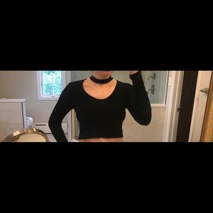 Top shop Black Long sleeve crop top